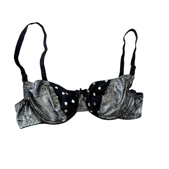 Vintage Jo Intimates Semi Sheer Metallic Polka Dot Underwire Bra 34B - Picture 1 of 5